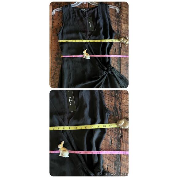 NFS!!  Lulus Meridian Black Sleeveless tie wrap at the waist dress Size Small - Picture 10 of 12